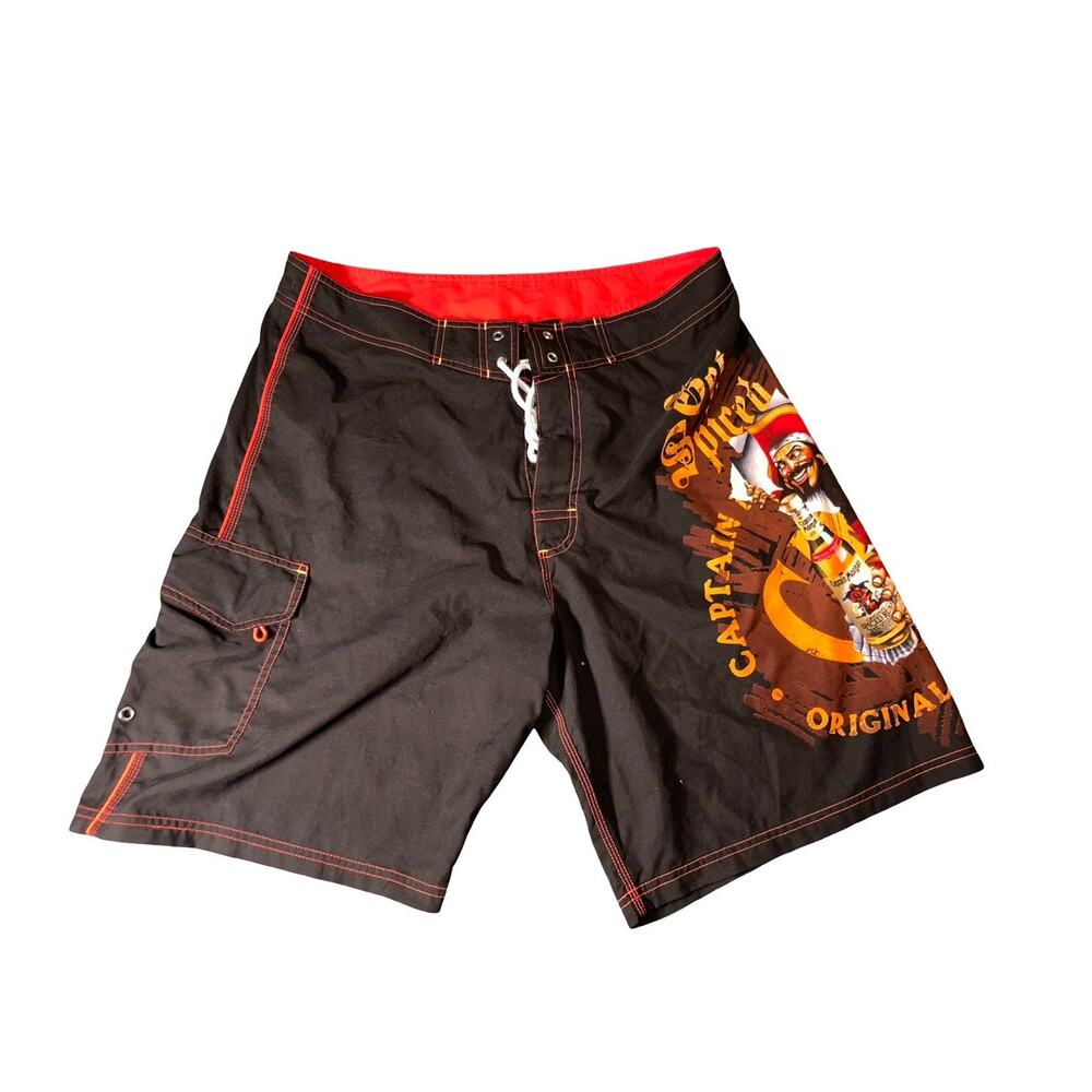 Captain Morgan Shorts Mens 36 Rum Co Board Beach Boat Pirate Party Swim Trunks
